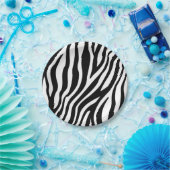 Zebra Print Black en White Stripes Pattern Papieren Bordje (Feest)