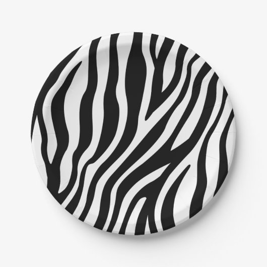 Zebra Print Black en White Stripes Pattern Papieren Bordje (Voorkant)