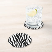 Zebra Print Black en White Stripes Pattern Ronde Kartonnen Onderzetter (Insitu)