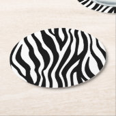 Zebra Print Black en White Stripes Pattern Ronde Kartonnen Onderzetter (Gebogen)