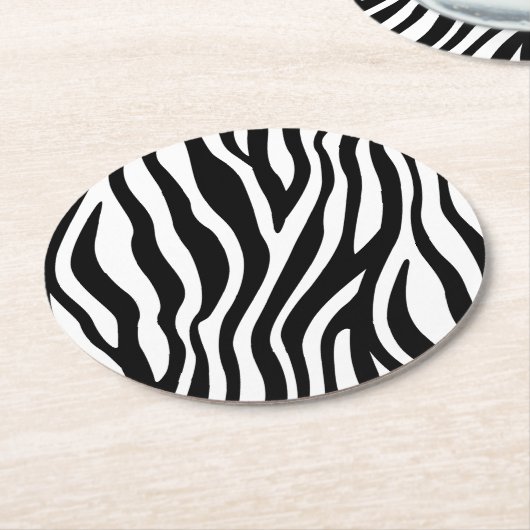Zebra Print Black en White Stripes Pattern Ronde Kartonnen Onderzetter (Gebogen)