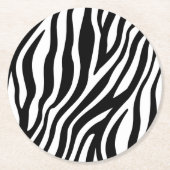 Zebra Print Black en White Stripes Pattern Ronde Kartonnen Onderzetter (Voorkant)