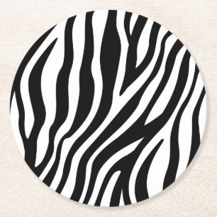 Zebra Print Black en White Stripes Pattern Ronde Kartonnen Onderzetter