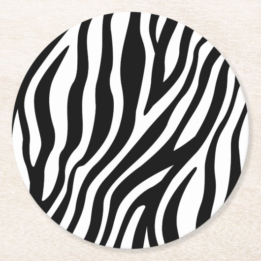 Zebra Print Black en White Stripes Pattern Ronde Kartonnen Onderzetter (Voorkant)