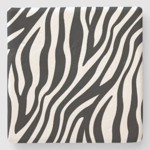 Zebra Print Black en White Stripes Pattern Stenen Onderzetter