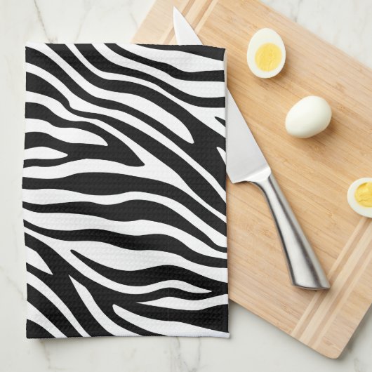 Zebra Print Black en White Stripes Pattern Theedoek (Quarter Fold)