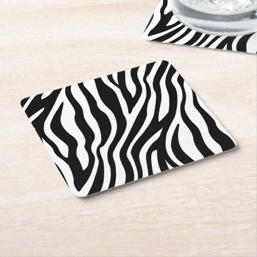 Zebra Print Black en White Stripes Pattern Vierkante Kartonnen Onderzetter (Schuin)