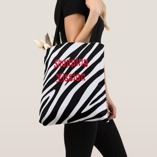 Zebra Print Black & White Canvas tas (Dichtbij)