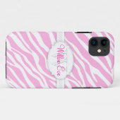 Zebra Print (Bleek roze) Aangepast monogram Hoesje (Achterkant (horizontaal))