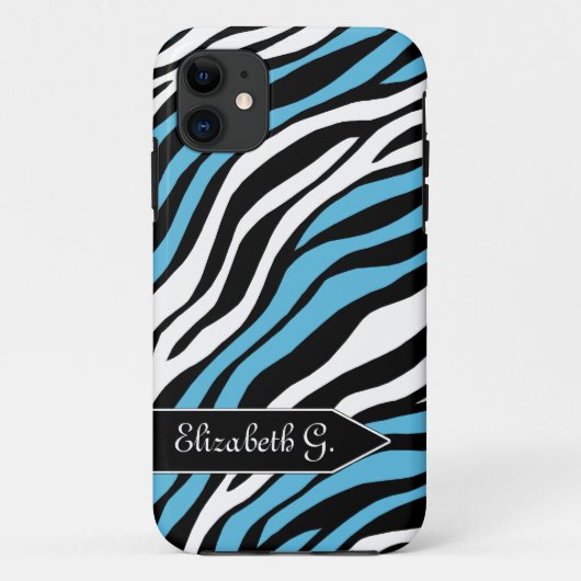 Zebra Print Blue Mix iPhone 5 Coque (Dos)