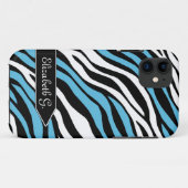 Zebra Print Blue Mix iPhone 5 Coque (Dos (Horizontal))