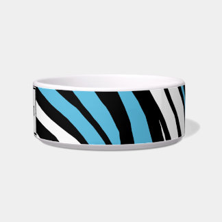 Zebra Print Blue Mix op maat gesneden kattenbroodj Voerbakje