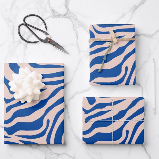 Zebra Print Blue Zebra Stripes Animal Print Inpakpapier Vel (Voorkant)
