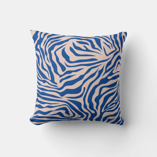 Zebra Print Blue Zebra Stripes Animal Print Kussen (Voorkant)