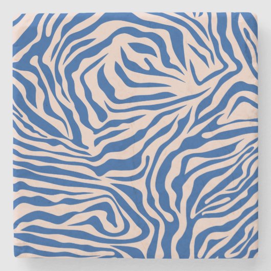 Zebra Print Blue Zebra Stripes Animal Print Stenen Onderzetter (Voorkant)