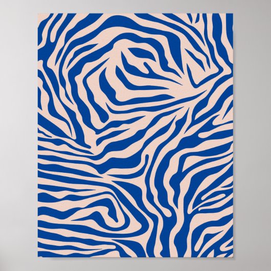 Zebra Print Blue Zebra Stripes Poster de animal (Devant)