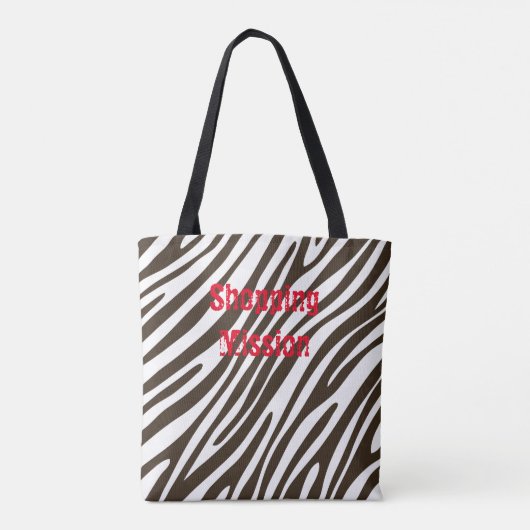 Zebra Print Brown & White Canvas tas (Achterkant)