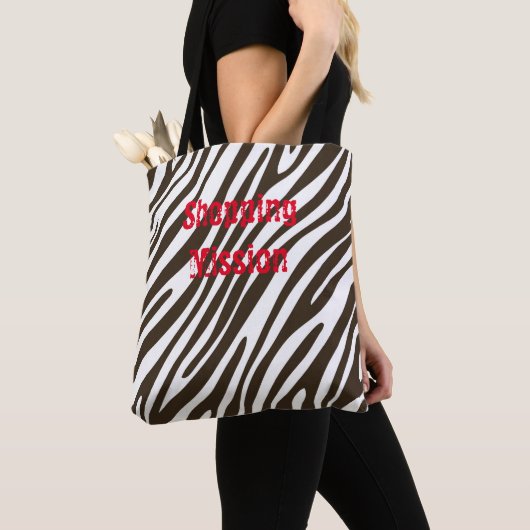 Zebra Print Brown & White Canvas tas (Dichtbij)