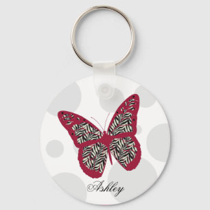 Zebra Print Butterfly Sleutelhanger