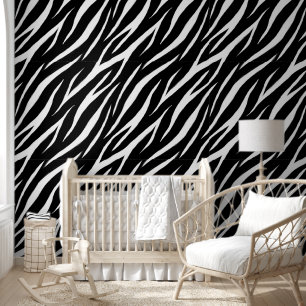 Zebra Print Cool Modern Stylish Black and White Behang