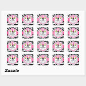 Zebra Print Cupcake bakkerij Vierkante Sticker (Vel)