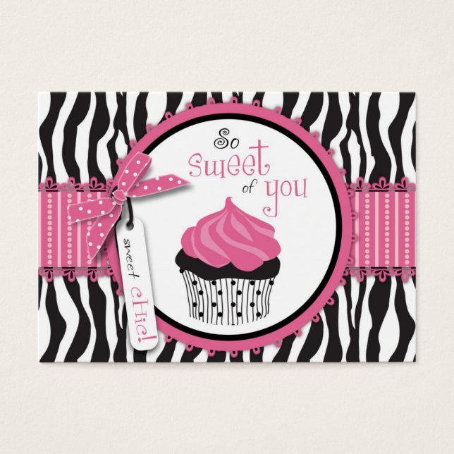Zebra Print & Cupcake Merci Carte pour notes (Devant)