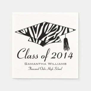 Zebra Print Custom Name Afstuderen Napkins Servetten