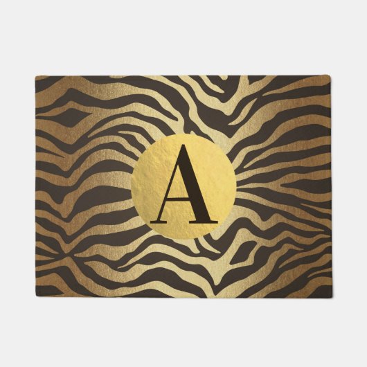 Zebra Print Dierenhuid Modern Glam Gold Chic Deurmat (Voorkant)