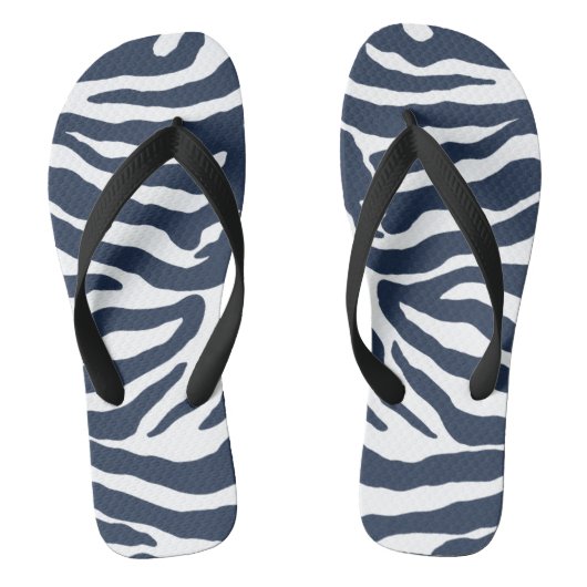 zebra print donkerblauwe Teenslippers (Voetbed)