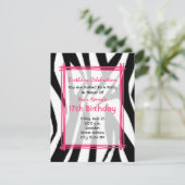 Zebra Print en hot roze Mode zaterdag uitnodigen Kaart (Staand voorkant)