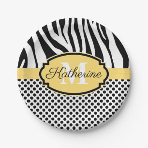 Zebra Print en Stip Patroon Papieren Bordje