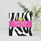 Zebra Print et Crown Sweet sixteen Invitation (Debout devant)