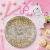 Zebra Print Faux Gold Glitter Papieren Bordje (Feest)