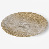 Zebra Print Faux Gold Glitter Papieren Bordje (Gekanteld)