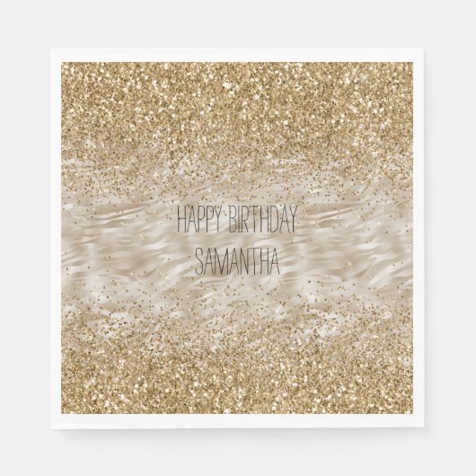 Zebra Print Faux Gold Glitter Servet (Voorkant)
