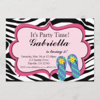 Zebra Print Flip Flop Invitation à la fête d'anniv