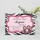 Zebra Print Flip Flop Invitation à la fête d'anniv (Debout devant)