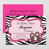 Zebra Print Flip Flop Invitation à la fête d'anniv (Devant / Derrière)