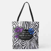 Zebra Print Floral Design Tas Proverbs 3:5-6 (Voorkant)