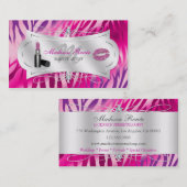 Zebra Print Fuchsia Lavender Glitter Cosmetoloog Visitekaartje (Voorkant / Achterkant)