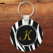 Zebra Print : Geel monogram : Sleutelhanger (Voorkant)