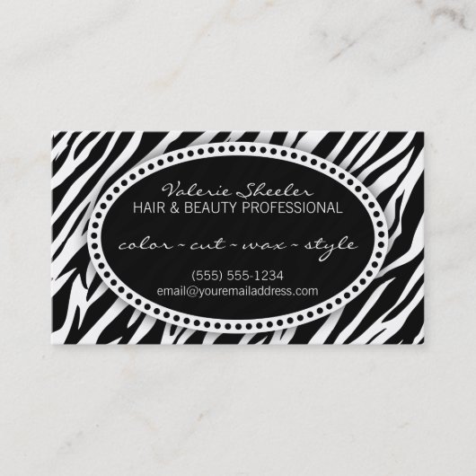 Zebra Print Hair & Beauty Appointcard Afsprakenkaartje (Voorkant)