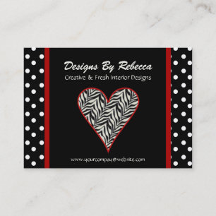 Zebra Print Heart avec Carte de visite Pois