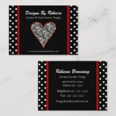 Zebra Print Heart avec Carte de visite Pois (Devant / Derrière)