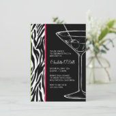 zebra print martini - verjaardagsfeest kaart (Staand voorkant)