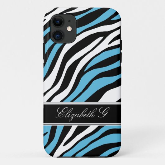 Zebra Print Mix Blue iPhone 5 Hoesje (Achterkant)