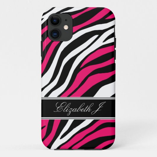 Zebra Print Mix Fuchsia iPhone 5 Coque (Dos)