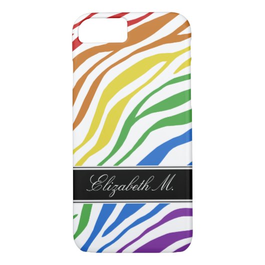 Zebra Print Mix Rainbow iPhone 7 Hoesje (Achterkant)