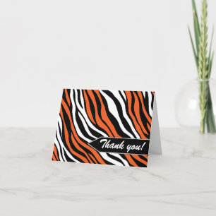 Zebra Print Mix Sinaasappel Bedankt Kaarten