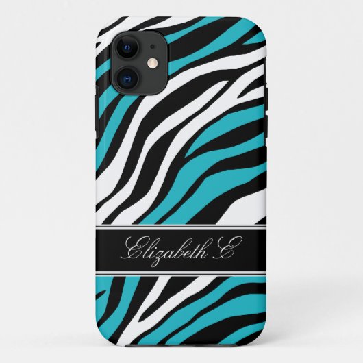 Zebra Print Mix Turquoise iPhone 5 Coque (Dos)